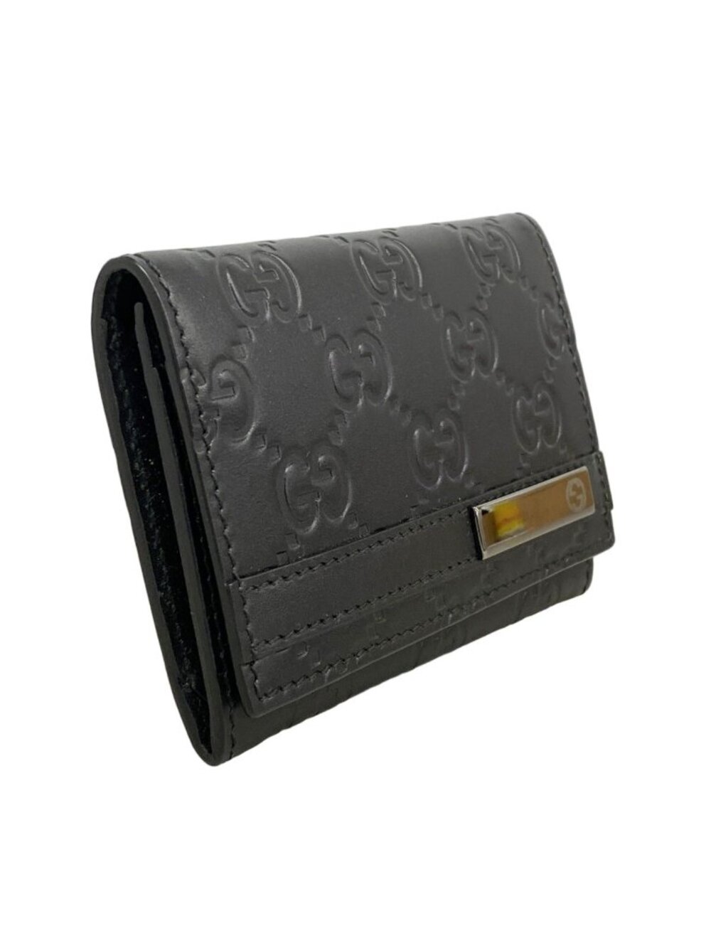 Gucci Business Card Holder Guccissima Leather Black Silver - Picture 2 of 7